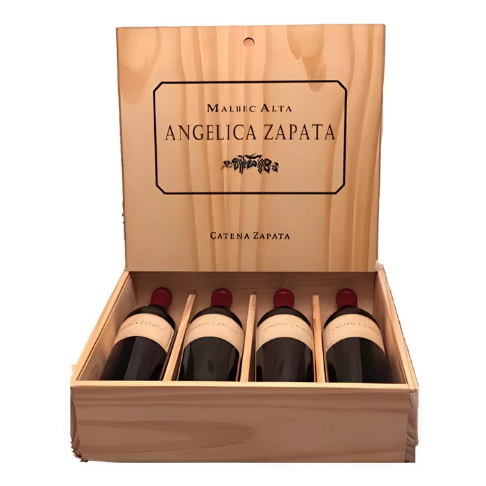 Kit 4 Vinhos Angélica Zapata Malbec Alta Caixa De Madeira