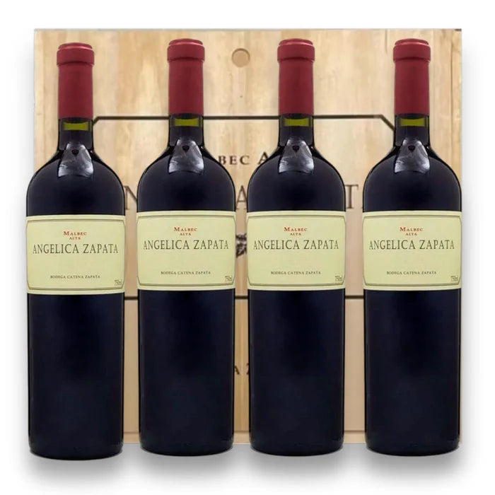 Kit 4 Vinhos Angélica Zapata Malbec Alta Caixa De Madeira